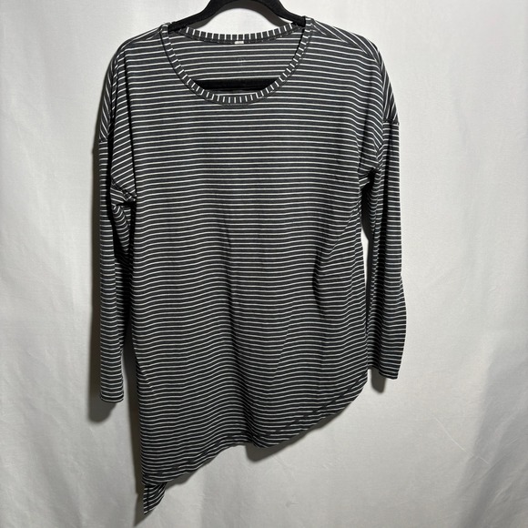 Lululemon To the Point Long Sleeve Black & White Stripe Top Tied Hem XXL - Picture 1 of 8